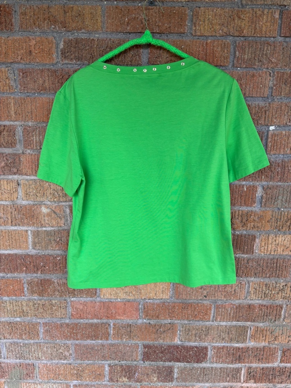 VTG St. John Sport T Shirt Lime Green Gold Embellishments Preppy Vacation Sz M - Picture 5 of 7